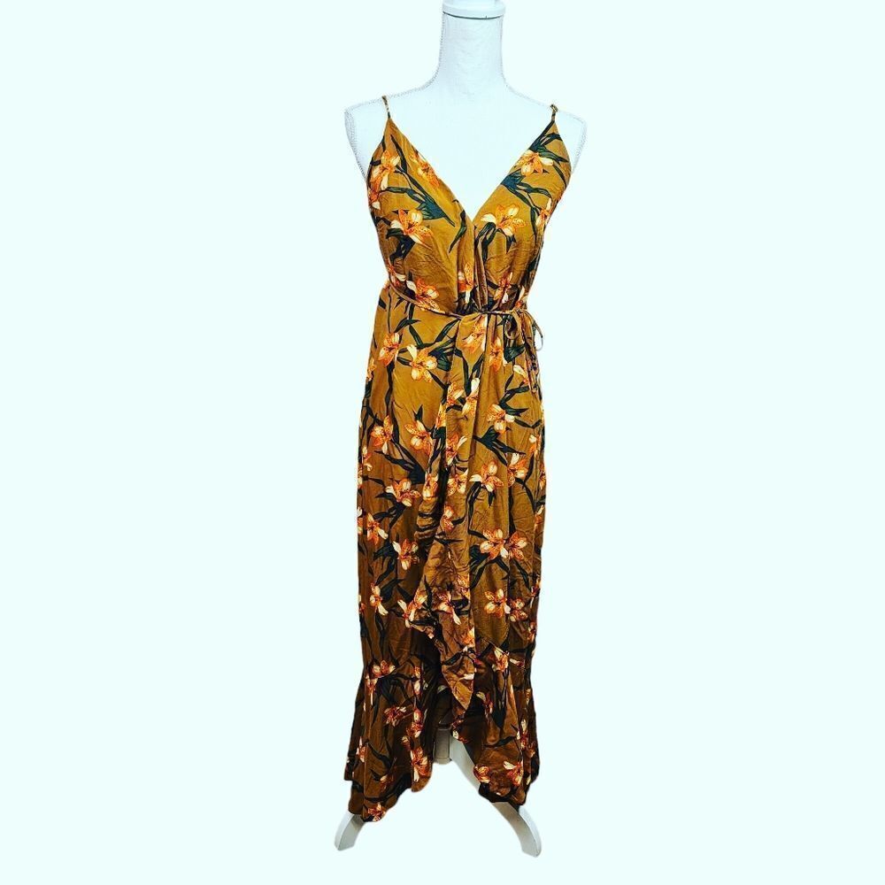 L*Space Wendy Wrap Maxi Dress – Love Song Floral / Burnt Orange. Sm